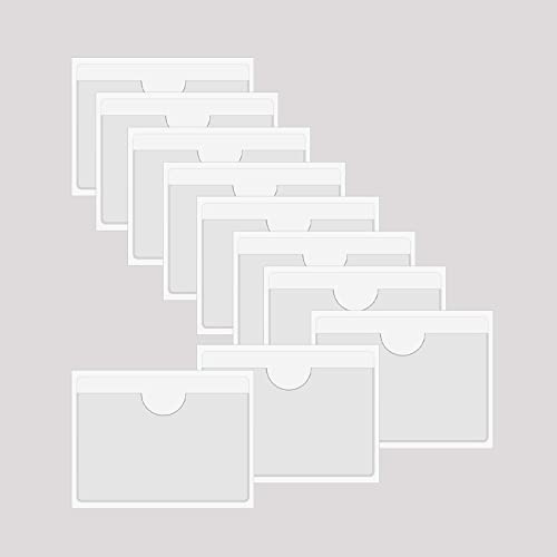 Lot de 10 pochettes autocollantes transparentes pour cartes d'index, planificateurs, armoires, étagères (135 x 90 mm)