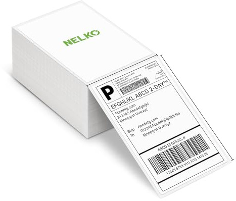 Thermal Direct Shipping Label (Pack of 500 4x6 Fan-Fold Labels), NELKO Thermal Labels for Thermal Printer Compatible with NELKO PL70E Label Printer, Commercial Grade