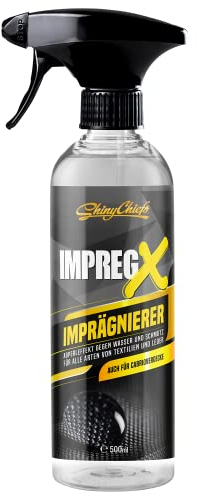 ShinyChiefs IMPREG X - Wasserabweisendes Textil- und Leder Imprägnierspray mit Nanoprotec-Formel - Cabrio Verdeck Imprägnierung mit Abperleffekt für verlängerte Lebensdauer, atmungsaktiv, 500ml