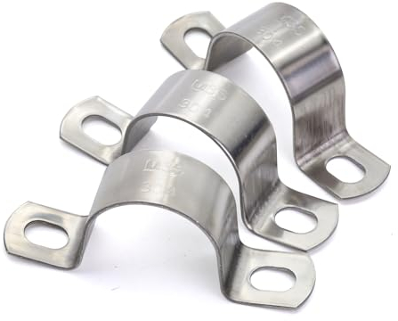 MgcTolBox Pipe Strap Clamp Ø 1-3/8 Inch, Heavy Duty Metal U Bracket with 2 Holes - Stainless Steel Conduit Clamps - Pipe Mounting Brackets | Ø 35 mm | 10 Pcs