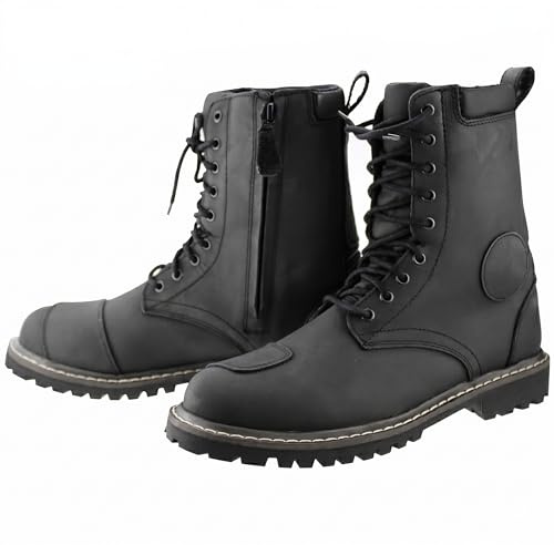 VPR Viper R30 Leather Motorcycle Touring Boots - Motorbike Riding Rugged Boot for Men CE Approved Waterproof - Reinforced Ankle Toe Protection Boot - Black - 9 UK
