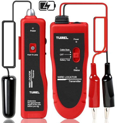 TUIREL Tracciatore di fili sotterranei, Tester per cavi, Localizzatore di fili con batteria ricaricabile 1100mAh per fili di recinzione per animali, Individuare fili e cavi di controllo