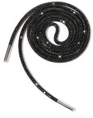 1 paire de lacets ronds de 3 mm avec paillettes, lacets en cristal de strass de remplacement, cordon décoratif pour sweat-shirt à capuche, robe, baskets, pantalon de jogging, chaussures de sport, Noir