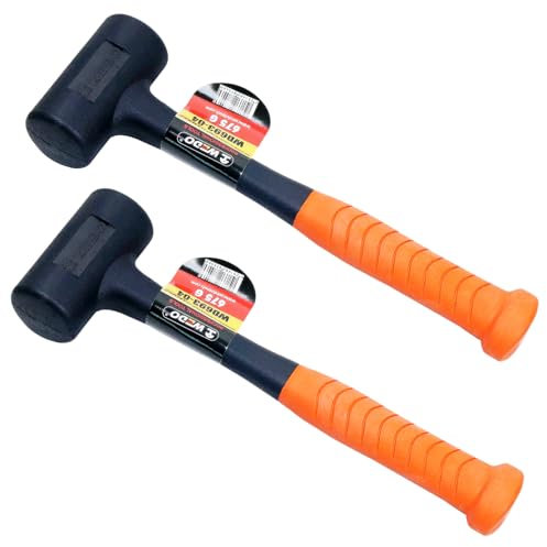 WEDO 2 Piece Rubber Mallet Hammer Set,1.5lb,1.5lb, Dead Blow Hammer, Fiberglass Handle, Shockproof Design, Maximum Thickness Striking Surface,310mm Length