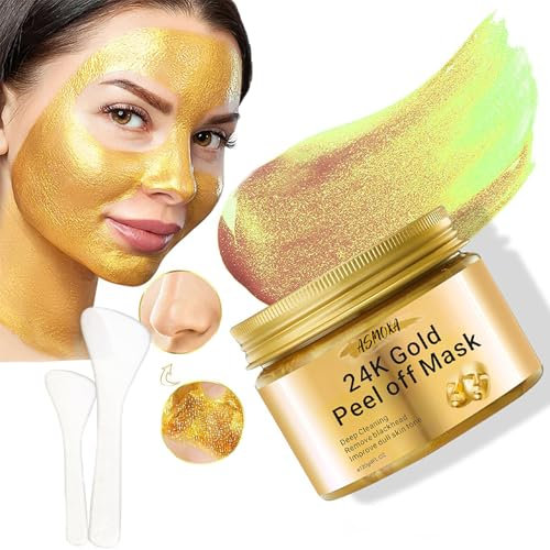Mitesser-Entferner-Maske, Gold Peel off Mask Reinigung Akne Mitesser Gesichtsmaske für verstopfte Poren, Deep Pore Cleansing Oil-Minimizing Pore Tightening Face Mask
