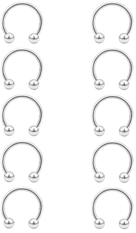 Besyvvin 6-10 st hästsko näspiercing septum helix ring 16G cirkulär skivstång 6/8/10/12/14 mm läpppiercing silver eller svart