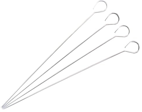 Kabob Spieße flach 12 Stück Metall BBQ Spieße 34,8 cm lang Edelstahl Kebob Sticks Breit Wiederverwendbar Grillspieße Set Outdoor Grillspieße BBQ Grillzubehör für Fleisch Garnelen Huhn