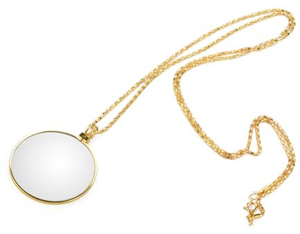 Milltrip 5x Ingrandire la Collana Loupe, Ingrandire per Gioielli con Lente in Vetro Ottico - Lettura di Letture con le Mani per Gioiellieri, Collezionisti (oro/argento) - Ingrandimento (Oro)