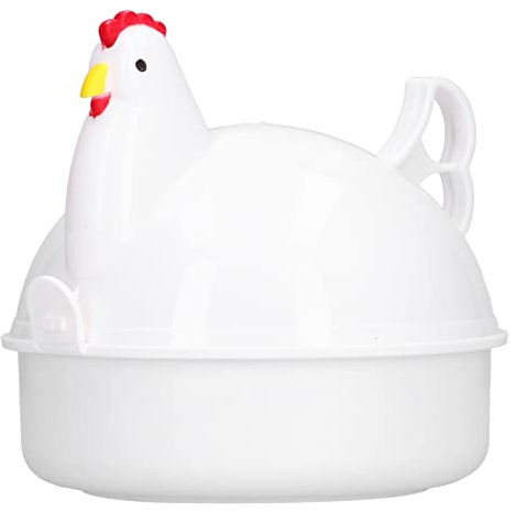 Msiud Cuociuova Microonde a Forma di Gallina, 4 Pezzi Vaporiera Compatta per Uova Sode Straccetti e Pancake Bollitore a Vapore Verdure e Panini Realizzato in Lega di Alluminio e Plastica Sicura