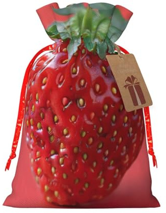 Bolsas de regalo con cordón de Navidad con estampado de fresas, saco festivo de Navidad, fiesta de cumpleaños, embalaje de regalo