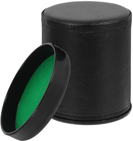Uonlytech Dados con Vaso Reutilizable de Cuero Silencioso para Bar y Ktv Copa Compacta con Base y Interior de Verde para Fiestas y Viajes