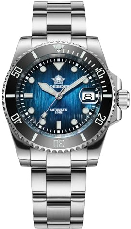 ADDIESDIVE Herren Automatik Taucheruhr mit 8215 Mechanischem Uhrwerk 200M wasserdicht analoge Uhr Keramiklünette Ssaphirglas BGW9 superluminova Edelstahl-Armband AD2536