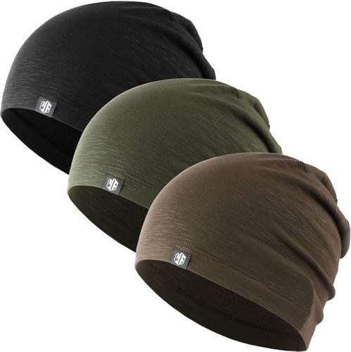 WTACTFUL Lot de 3 Bonnets Souples pour Homme Femme - Bonnet Respirant Léger pour Vélo Course à Pied Running Randonnée Cyclisme Sport Casual - Bonnet de Nuit pour Chimiothérapie Calvitie