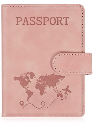 AOOTE Funda para Pasaporte de Cuero de PU,Porta Pasaporte con Bloqueo RFID,Viajes Accesorios Unisex para Pasaportes Tarjetas Crédito Funda Tarjeta Identific