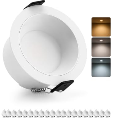 HOMEOW Set med 20 infällda LED-spotlights, anti-bländning, IP44, vattentät