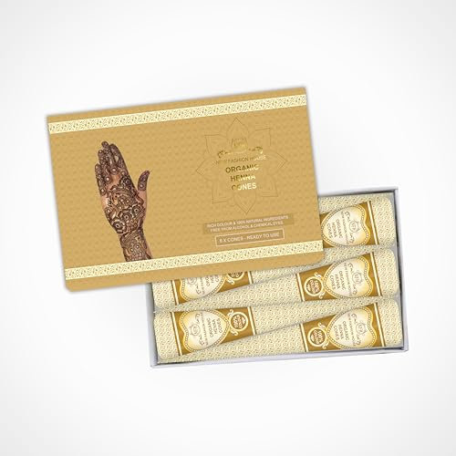 6pk Individual Cones 100% Organic Henna Mehindi Cones Ready To Use. No Chemicals, No Dyes Guaranteed Colour