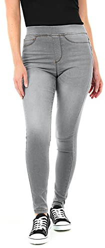 M17 Women Ladies Denim Jeans Jeggings Skinny Fit Classic Casual Trousers Pants with Pockets, Mid Grey, 22 para Mujer