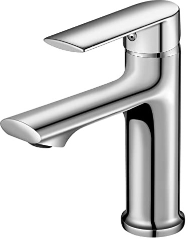 Cobbe Einhebel Wasserhahn Bad,Waschbecken mit Kalt/Warmwasser Schläuche,Waschtischarmatur mit 15°geneigt passt für alle Arten von Becken,Chrom