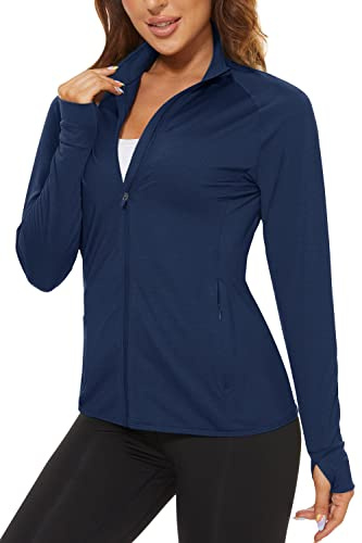 TACVASEN Women's Light Athletic Jacket UPF 50+ Long Sleeve Zip Sweatshirt