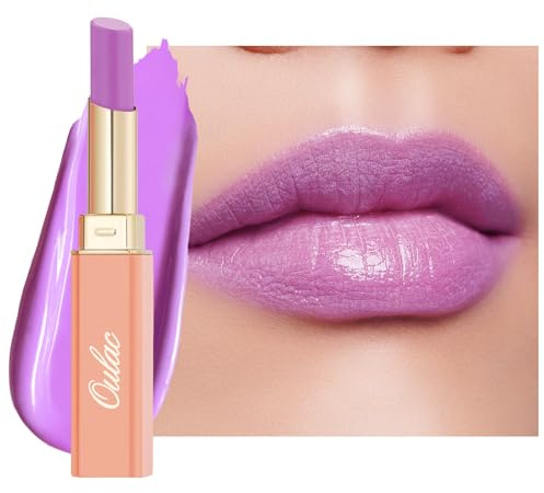 Oulac Moisture Shine Lipstick - Light Lavender Lip Stick Tinted Lip Balm & Hydrating Lipstick for Dry Lips, Medium Coverage Lip Colour | Juicy Look, Glossy Finish, Vegan, Cruelty-Free, It's ok! (10)