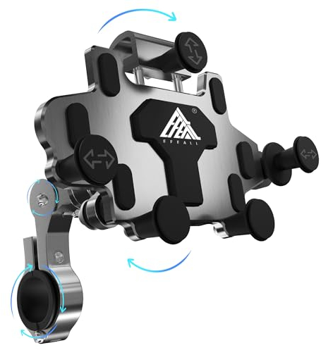 EFEALL Motorrad Handyhalterung, Aluminiumlegierung Handyhalterung Motorrad Vibrationsgedämpft, 360° Drehbar Handy Halterung Fahrrad Lenker für 4,0-7,0'' iPhone/Samsung/Smartphone, Silbrig