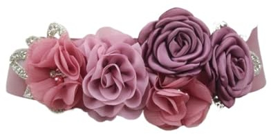 Cinturones de faja para vestidos de novia, color marfil con flores, perlas y pedrería de imitación, para dama de honor, Morado y rojo., Talla única