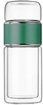 BORDSTRACT Botella Infusor De Té De 420 Ml, Botella De Agua De Vidrio De Acero Inoxidable De Doble Capa, A Prueba De Fugas, Fácil De Usar, Para Viajes De Oficina A Casa(Verde)