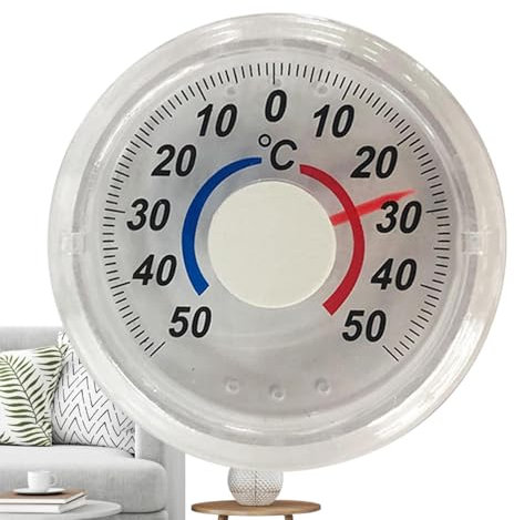 dmqdu Termografico analogico per montaggio a finestra, termometro analogico per finestre, termografico autoadesivo trasparente, termometro da parete facile da leggere per interni, per