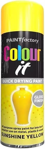 MIXEL Yellow Gloss Spray Paint, Easy-To-Apply, Quick-Drying Formula, DIY Enthusiasts, Perfect For Furniture, Metal, Wood, Plastic, Indoor and Outdoor Use, 250ml, (1PCS)