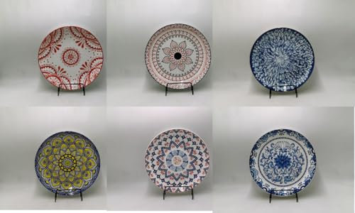 ZPPLD Plato Llano De CeráMica,Vajilla Cerámica,Juego Platos Para 6 Personas, Vajilla Para Lavavajillas Y Microondas, Plato De Pasta, Plato De Desayuno, Plato De Pastel (23cm)