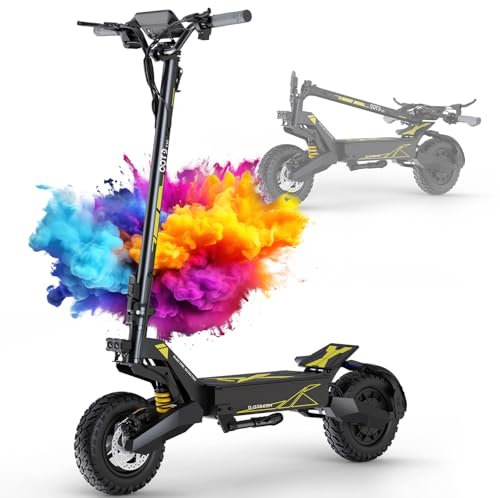 OOTD T10 Trottinette Electrique Adulte, 11 Trotinette Electrique Pliable Max du Moteur 900W et Batterie 48V 18Ah Autonomie 60km, 11 Pouces Tout Terrain Electric Scooter Double Suspension & Écran LCD
