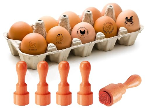 AHANDMAKER 5 Stili Gallina Uovo Di Grano Modello Timbro Di Legno 2/3 Pollice Piccolo Timbro Rotondo Per Scrapbooking Carta Stampaggio Uovo Timbro