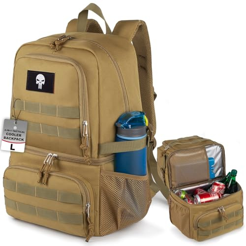 Bunnychic Tactical Cooler Backpack for Men,28L Backpack With 2 Compartment | Tactical Double Compartment Cooler Backpack,Soft Insulated Leakproof Lunch Bag, Two Deck Separate Design for Camping Picnic