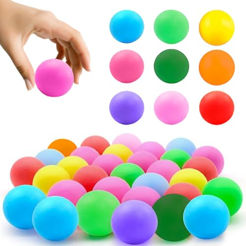 Zyluniy Table Tennis Balls, 50 pezzi palline ping pong colorate, 40 mm palline da ping pong colori misti divertenti per principianti, per giochi di festa in famiglia, Party Games