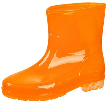 Bottes en caoutchouc pour femme - Multicolores - Antidérapantes - Bottes de pluie mi-hautes - Imperméables - Paillettes - Élégantes - Confortables et respirantes, Orange, 38 EU