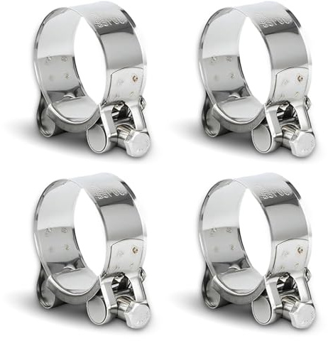 Zliger Set of 4 Hose Clamps, 304 Stainless Steel Bolt Clamps, Adjustable 40-43mm Hose Grips, Exhaust Hose and Water Pipe Connectors, Suitable for Garden, Pool, and Pipework Applications