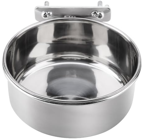 Comedero de Acero Inoxidable con Ganchos para pájaros, Acero Inoxidable Alimentos para Loros Cuencos de Agua Jaula para Loros Plato de alimentación Tazas Colgantes de Comida para Loros (L)
