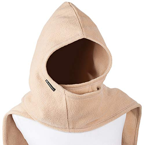 alles-meine.de GmbH Kapuzenschal - Hellbraun/braun - Fleece Schal - Schalmütze - antipilling - Kapuze Langer - einfarbig Uni - Damen - Herren - Kinder Hoodieschal Hoddie hell b..