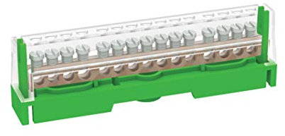 Arnocanali T1615A Morsettiera di Terra per Collegamenti Equipotenziali con Coperchio, con Barretta Ottone da 15 Fori, multicolor