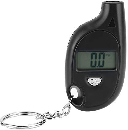Tyre Pressure Gauge Tester, Black ABS Tire Gauge, With Keychain for Car Automobile Auto