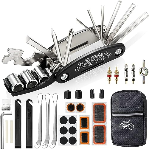 URBZUE Fahrrad Reparatur Set, Reparatursatz, 16-in-1 Werkzeuge für Fahrrad-Multitool Kit Multifunktionswerkzeug Fahrradwerkzeug Tool für Mountainbike ohne Fahrradsymbol Reflexionsstreifen