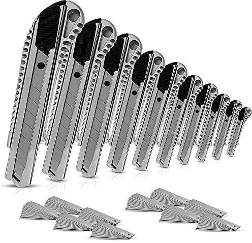 10x taglierina professionale in alluminio - Taglierino Coltello - ultra resistente retrattile - anticorrosione - taglierina retrattile Lama da 18 mm con taglierina rimovibile da 100