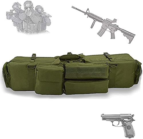 LSWKG Double Rifle Case, 39 Inch Soft Padded Tactical Carbine Gun Bag Pistol Airsoft Sniper Shotgun Long Gun Firearm Military Transportation Lockable Hunting Equipment Carry Bag (Color : Army green)