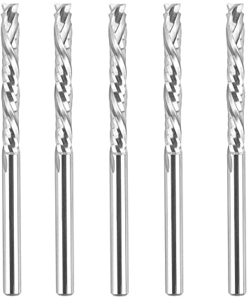 SpeTool 5Pcs Carbide Compression Router Bit Up&Down End Mills 1/8 x 1 inch Cutter for CNC Mill Machine Wookwork 3D Profile Detail Engraver Carving