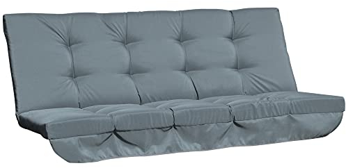 Outsunny Stödset för hollywoodgunga 170 cm, stolkudde, gungdyna, sittdyna, trädgårdsgunga trädgårdskuddar, ryggkudde, sidokudde, mörkgrå