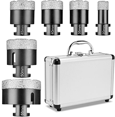 XIIW M14 Fliesen Diamant Bohrkrone Lochsägen Set Fliesenbohrer 20/35/40/45/50/68mm Winkelschleifer Diamantbohrer Dosenbohrer Nass- und Trockenbohrkrone Für Granit, Feinsteinzeug, Fliesen, Mauerwerk