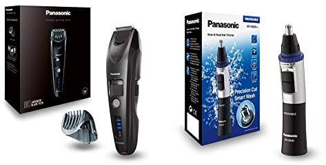 Panasonic Premium Bartschneider ER-SB40 mit 19 Längeneinstellungen, Barttrimmer 0,5-10 mm, Trimmer für Herren, Linearmotor & Panasonic Nasen/Ohrhaarschneider ER-GN-30K mit Batteriebetrieb