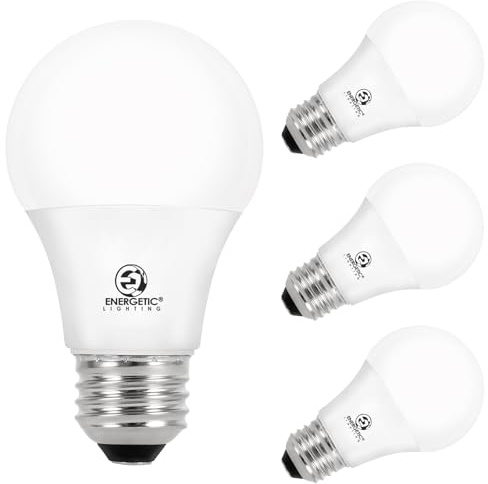 Energetic Smarter Lighting - Bombillas LED A19 equivalentes a 60 W, blanco frío 4000 K, base media E26, bombilla LED no regulable, certificación UL/ETL, paquete de 4