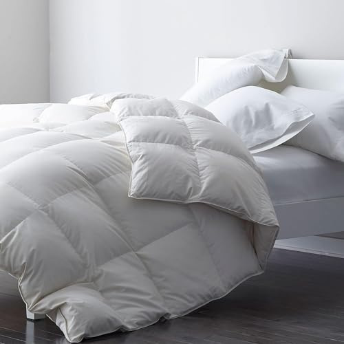 DWR Piuma d'oca e Piuminoi Matrimoniale 240x260 cm, Caldo Naturale 4 Stagioni,100% cotone biologico, piumino e piume,Medio Calore ultra Morbido，Certificato Oeko-Tex e RDS, bianco