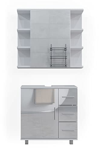 Vicco Badmöbel-Set Ilias, Weiß Hochglanz, 60 cm